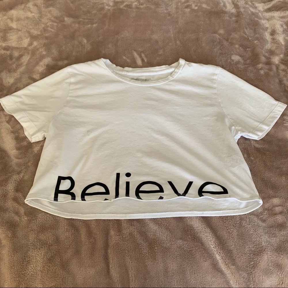 Forever 21 ‘Believe’ Cropped Tee Shirt